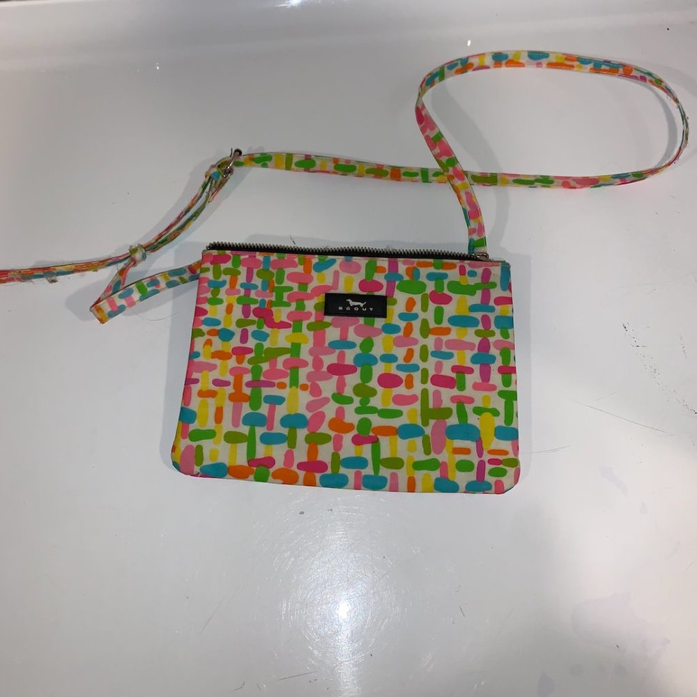 Rainbow scout purse/handbag square multicolored